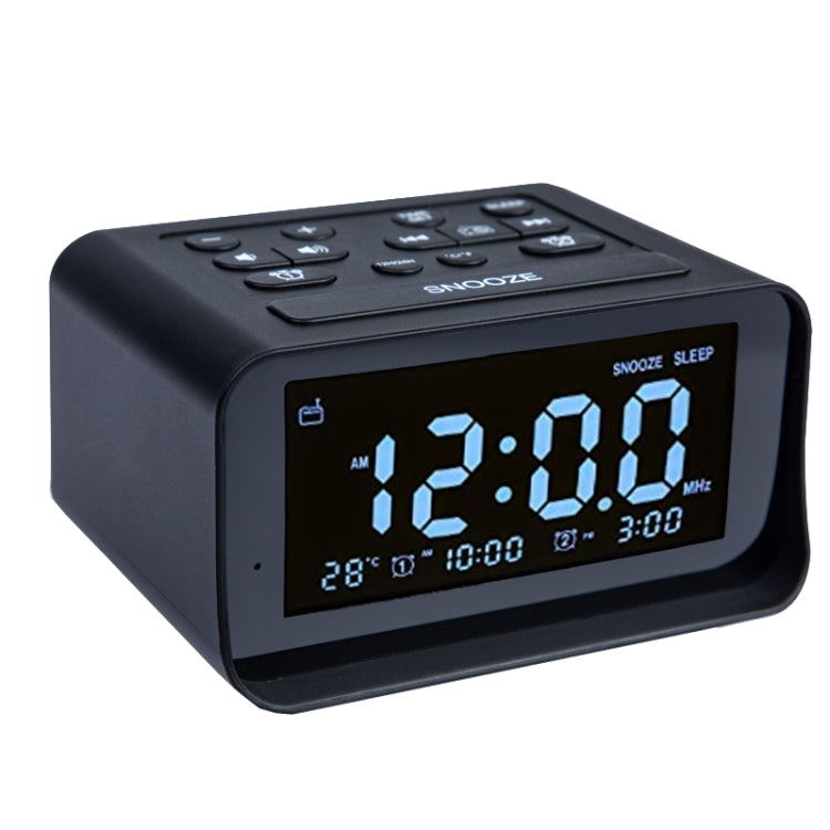 LED Digital Bedroom Alarm Clock With USB Charging Port Clock Radio Temperature Electronic Platform Clock, Specification: UK Plug(Black) - Alarm Clocks by buy2fix | Online Shopping UK | buy2fix