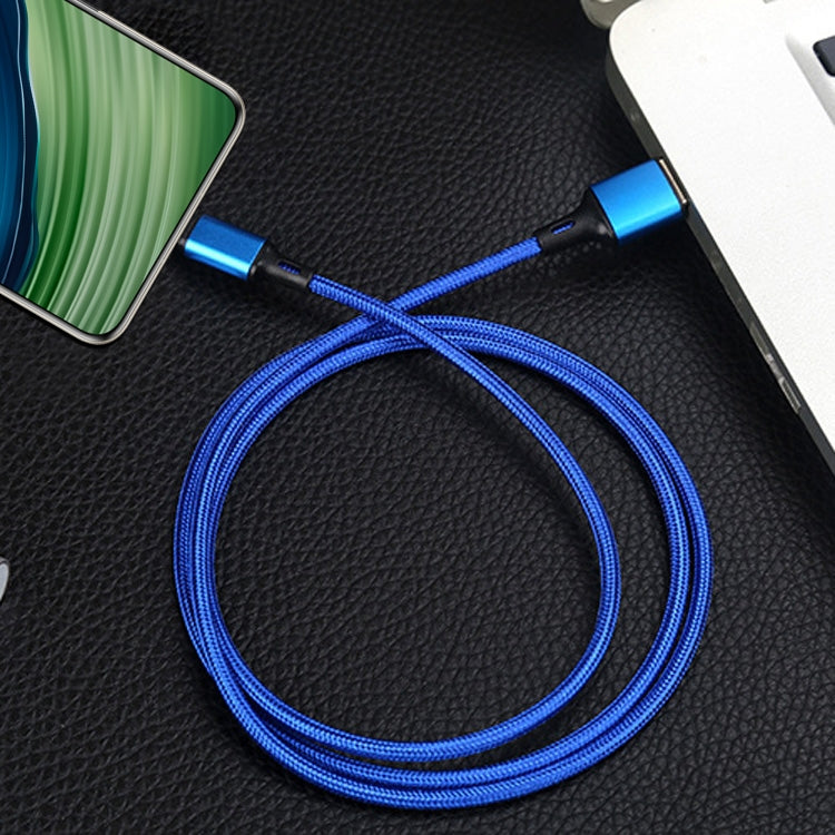 4 PCS 2.4A USB-C / Type-C to USB Braided Fast Charging Sync Data Cable, Length: 1m (Blue) - USB-C & Type-C Cable by buy2fix | Online Shopping UK | buy2fix