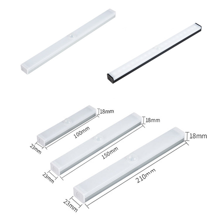 LED Human Body Induction Lamp Long Strip Charging Cabinet Lamp Strip, Size: 10cm(Black and White Light) - Sensor LED Lights by buy2fix | Online Shopping UK | buy2fix
