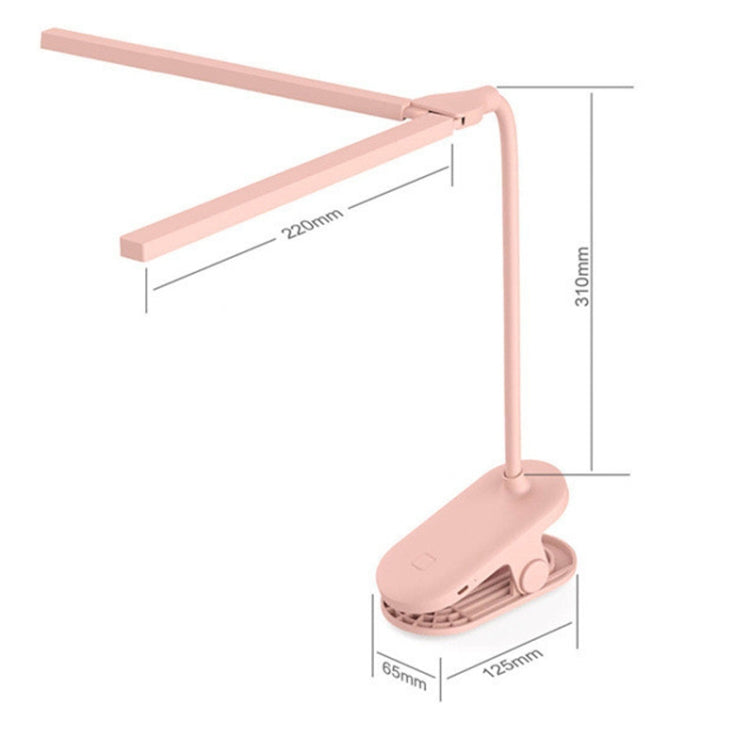 TD5 Double Lamp Head USB Desktop Clip Table Lamp,Style: Rechargeable Version (White) - Desk Lamps by buy2fix | Online Shopping UK | buy2fix