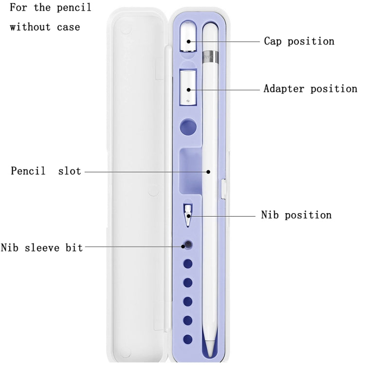 Capacitor Pen And Accessory Storage Box For Apple Pencil 1 / 2 For Only One Pen(Lilac) - Pencil Accessories by buy2fix | Online Shopping UK | buy2fix