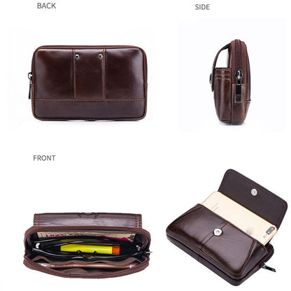 BULL CAPTAIN  Leather Multifunctional Waist Bag For Men(Brown-10) - Wallets by BULL CAPTAIN | Online Shopping UK | buy2fix