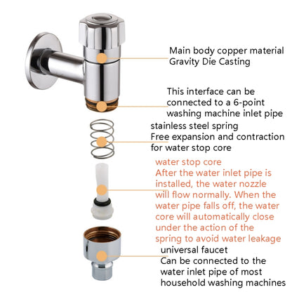 Automatic Intelligent Water Stop Universal 4 Point Leak-proof Washing Machine Faucet - Faucets & Accessories by buy2fix | Online Shopping UK | buy2fix