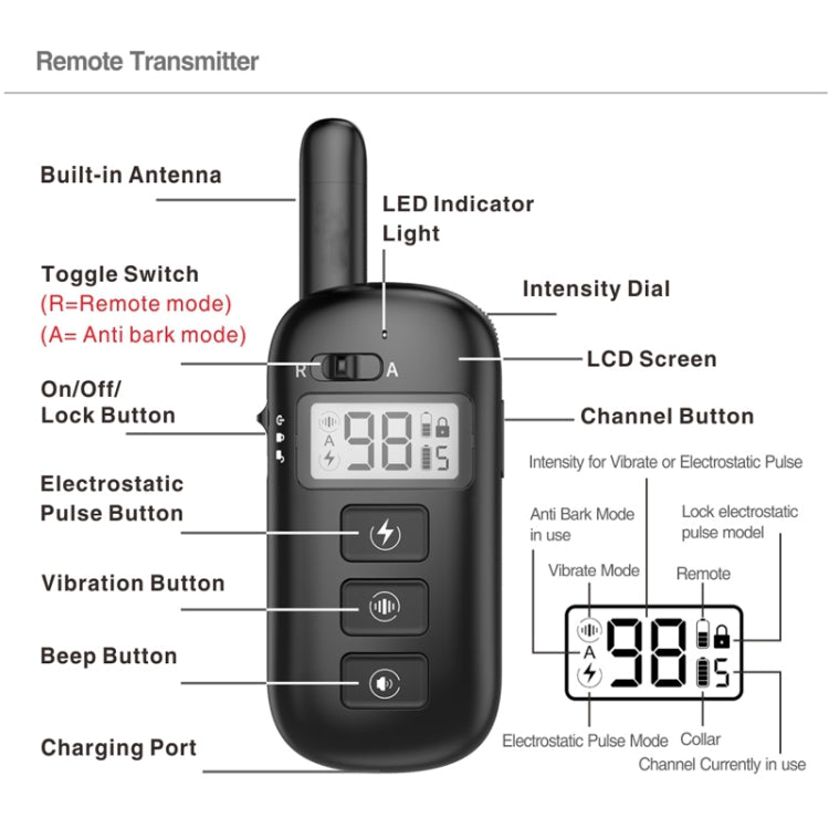 Remote Control Trainer Dog Collar Automatic Bark Stop Device, Specification: 1 Drag 1 (Orange) - Training Aids by buy2fix | Online Shopping UK | buy2fix