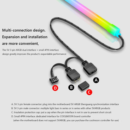 COOLMOON Y360 Round Tube Multi-interface ARGB Chassis Light Bar Computer Decorative Silicone LED Lamp Strip - PCIE Cable by COOLMOON | Online Shopping UK | buy2fix