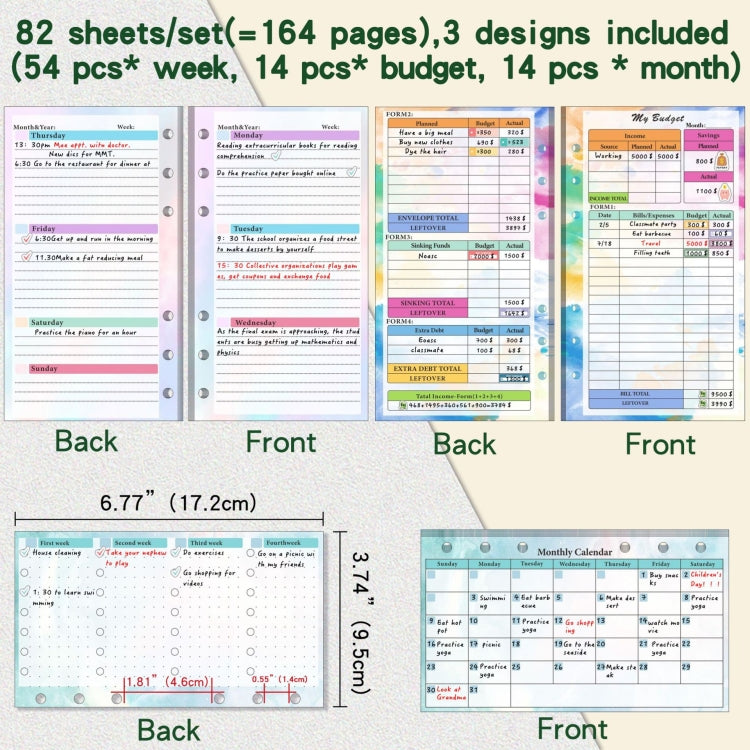 A6 Cash Budget Book Schedule Weekly Plan Monthly Plan Loose-leaf Notepad(Purple) - Notebooks by buy2fix | Online Shopping UK | buy2fix