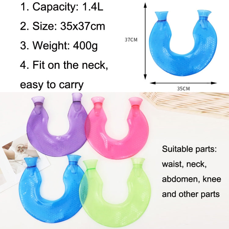 U-shaped PVC Hot Compress Shoulder And Neck Explosion-proof Water Injection Hot Water Bag(Blue Light Cyan Knitted) - Hot Water Bags by buy2fix | Online Shopping UK | buy2fix