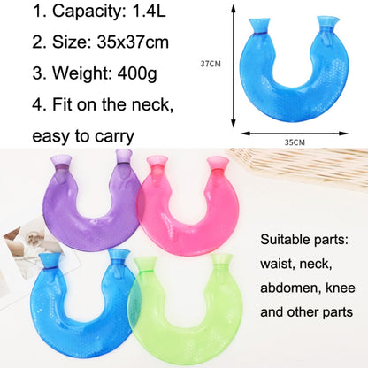 U-shaped PVC Hot Compress Shoulder And Neck Explosion-proof Water Injection Hot Water Bag(Blue Light Cyan Knitted) - Hot Water Bags by buy2fix | Online Shopping UK | buy2fix