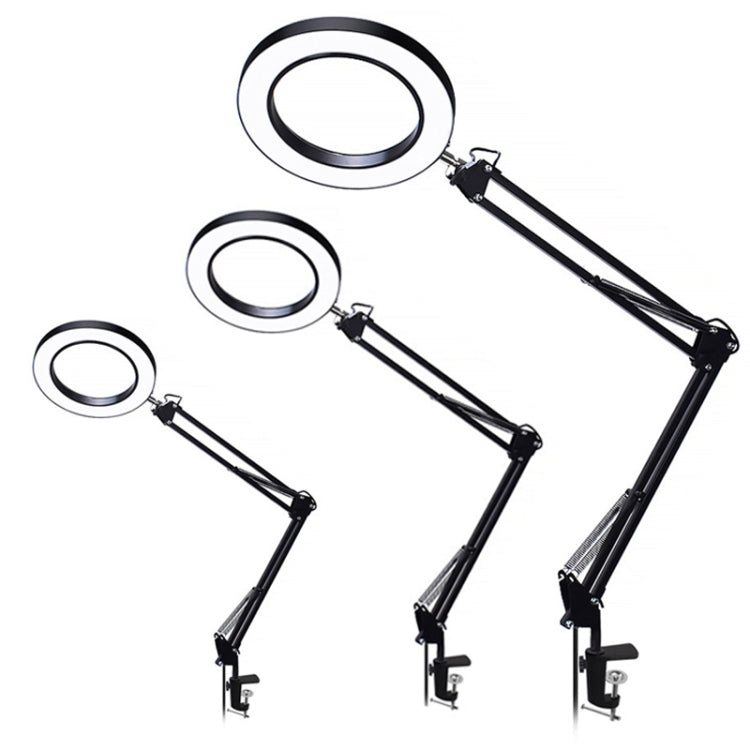 5X Magnifying Glass LED Folding Long Arm Clip Light Eye-protection USB Reading Lamp, Size: Medium(Black) - Desk Lamps by buy2fix | Online Shopping UK | buy2fix