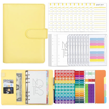 A6 Macaron PU Leather Loose-leaf Notebook Cash Budget Handbook(Yellow) - Notebooks by buy2fix | Online Shopping UK | buy2fix