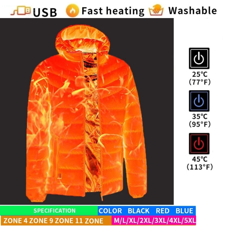 4 Zone Black  USB Winter Electric Heated Jacket Warm Thermal Jacket, Size: XXXL - Down Jackets by buy2fix | Online Shopping UK | buy2fix