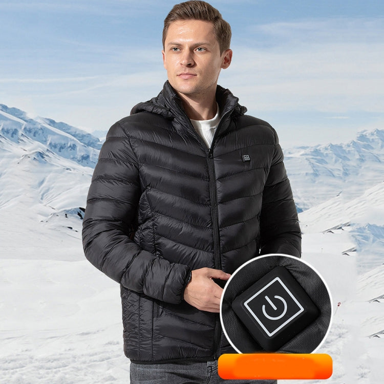 9 Zone Double Control Black USB Winter Electric Heated Jacket Warm Thermal Jacket, Size: XXL - Down Jackets by buy2fix | Online Shopping UK | buy2fix