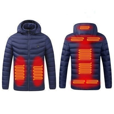 9 Zone Blue USB Winter Electric Heated Jacket Warm Thermal Jacket, Size: XXXL - Down Jackets by buy2fix | Online Shopping UK | buy2fix