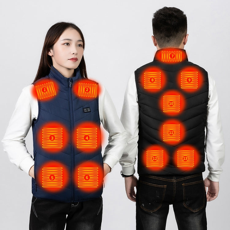 9 Area Double Control Blue USB Electric Heating Undershirt Intelligent Warm Vest(XXL) - Down Jackets by buy2fix | Online Shopping UK | buy2fix