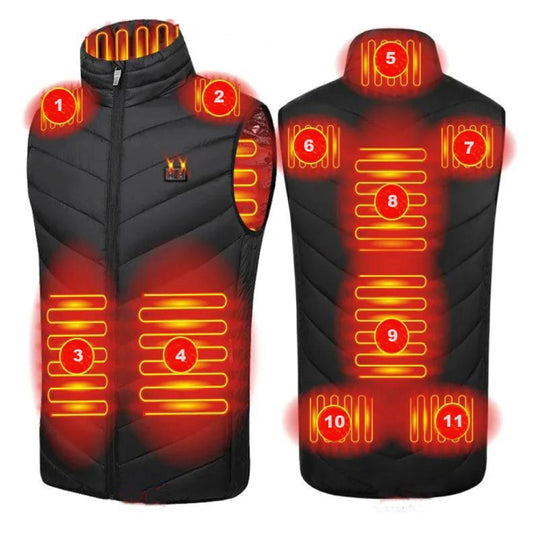 11 Area Double Control Black USB Electric Heating Undershirt Intelligent Warm Vest(M) - Down Jackets by buy2fix | Online Shopping UK | buy2fix