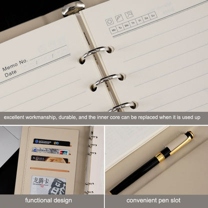 6 Hole Three Fold Loose-leaf Case A5 Business Notebook Office Stationery Notepad(Black) - Notebooks by buy2fix | Online Shopping UK | buy2fix