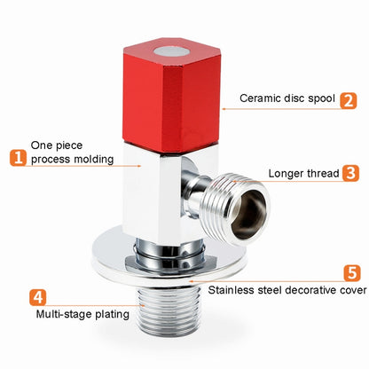 Hot and Cold Water Pipe Faucet 4 Points Water Stop Switch, Style: Valve Eight-side Red Label Alloy Wheel - Faucets & Accessories by buy2fix | Online Shopping UK | buy2fix