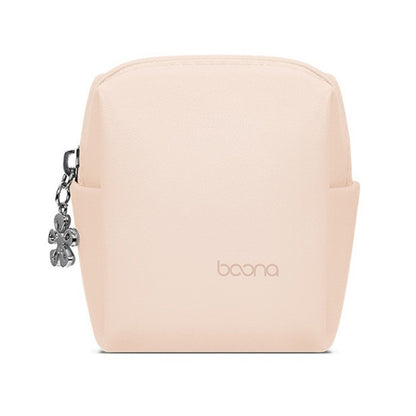 Baona BN-G003 Leather Mini Portable Multifunctional Digital Storage Bag(Zipper Light Apricot Color) - Digital Storage Bag by Baona | Online Shopping UK | buy2fix