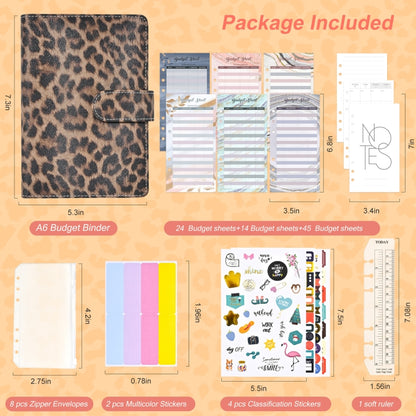 A6 Leopard Print Cash Budget Notebook  Loose Leaf Financial Management Notepad(Pink) - Notebooks by buy2fix | Online Shopping UK | buy2fix