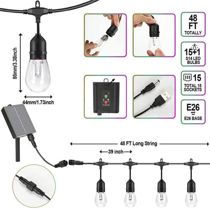 Outdoor Remote Control RGB Solar String Lights Christmas Decoration(10  Light Bulb) - Solar Lights by buy2fix | Online Shopping UK | buy2fix