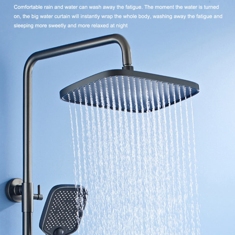 Piano Digital Display Full Copper Faucet Square Nozzle Shower Set, Color: Grey - Shower Head by buy2fix | Online Shopping UK | buy2fix