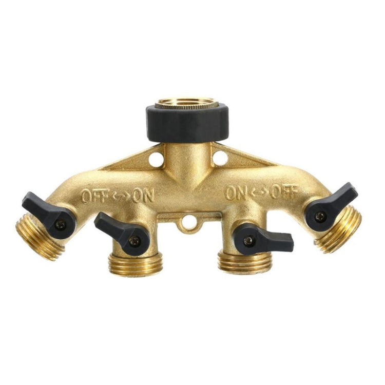 Garden Watering Agricultural Irrigation Family Car Wash Faucet Copper 4-way Ball Valve Water Divider(European Thread) - Watering & Irrigation by buy2fix | Online Shopping UK | buy2fix