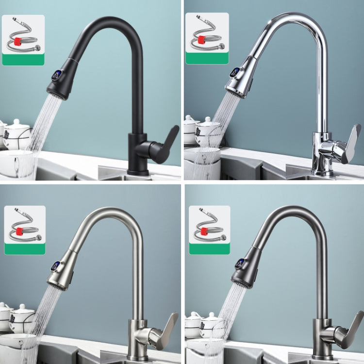 Kitchen Pull-out Universal Telescopic Hot & Cold Water Faucet, Specification: Copper Digital Display Electroplating - Faucets & Accessories by buy2fix | Online Shopping UK | buy2fix