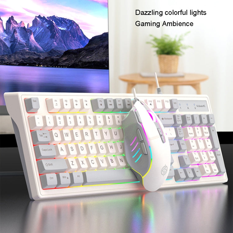 K-Snake Wired E-Sports Keyboard Mouse Mechanical Feel 98 Key Desktop Computer Notebook Keyboard, Style: Keyboard+Mouse (Gray) - Wired Keyboard by K-Snake | Online Shopping UK | buy2fix