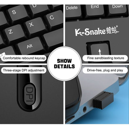 K-Snake WK800 Wireless 2.4G Keyboard Mouse Set Tabletop Computer Notebook Business Office House Use, Color: White - Wireless Keyboard by K-Snake | Online Shopping UK | buy2fix