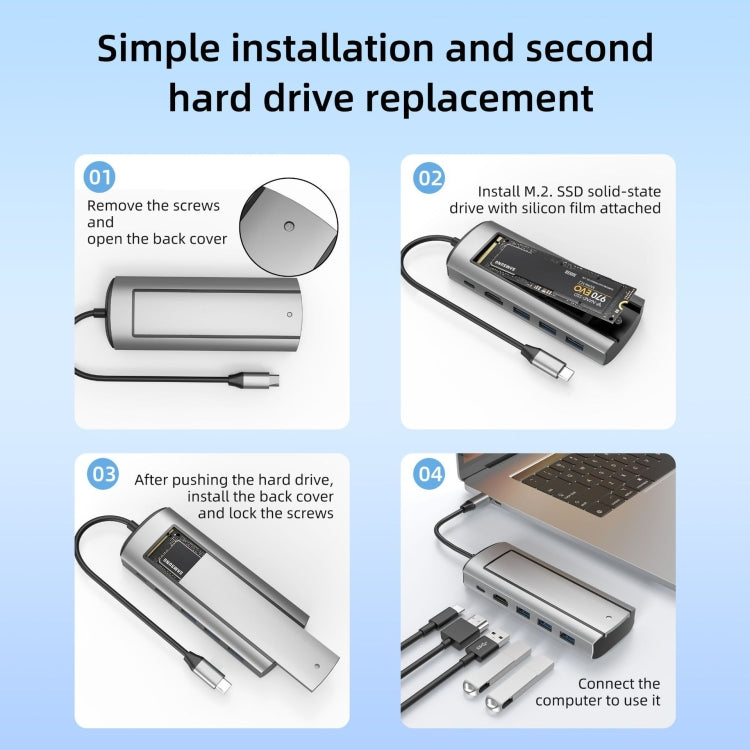 6-In-1 TYPE-C/USB-C To PD+HDMI (4K 30hz) +USB3.0 X 3+SSD Docking Station - USB HUB by buy2fix | Online Shopping UK | buy2fix