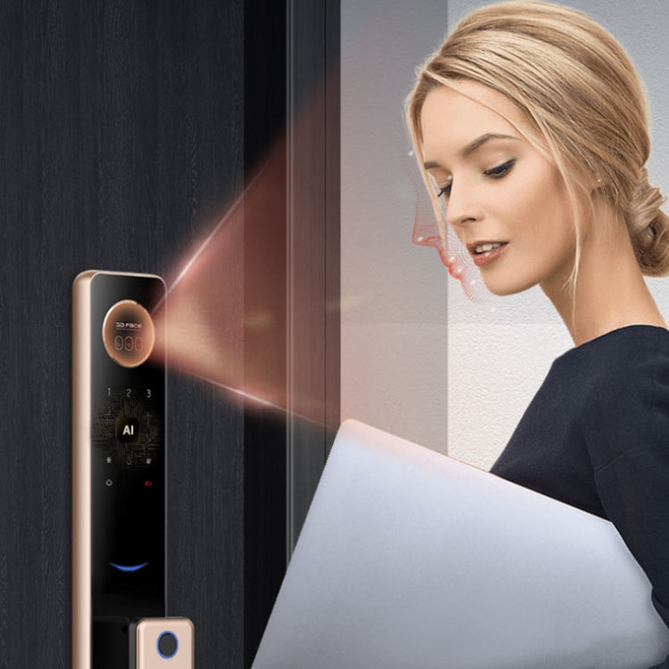 LOCSTAR T100A  3D Face Recognition Fingerprint Code Card Digital Door Lock(Rose Gold) - Door Lock by LOCSTAR | Online Shopping UK | buy2fix