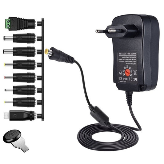 30W USB Interface Adjustable Power Adapter With Power Monitoring LED Light, Specification: EU Plug - Power Supplies by buy2fix | Online Shopping UK | buy2fix