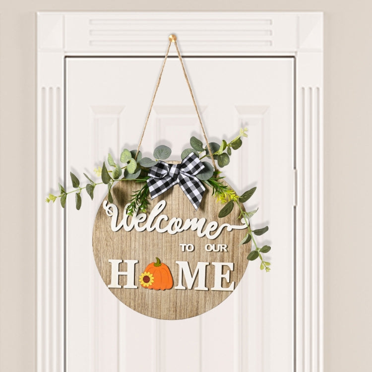 Stereoscopic DIY Home Wooden Round Welcome Door Sign Pendant Wreaths Wall Hanging Decor - Holiday Decorations by buy2fix | Online Shopping UK | buy2fix