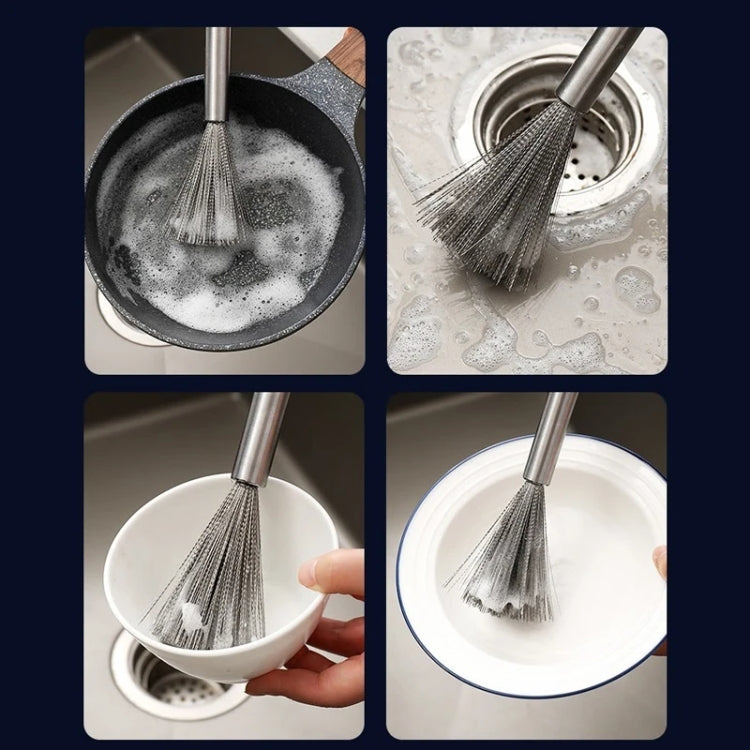 Cookware Scrubber Brush Stainless Steel Cleaning Brush for Pots, Frying Pans, 24cm - Cleaning Tools by buy2fix | Online Shopping UK | buy2fix