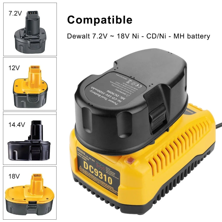 DCB9310 Fast Battery Charger for Dewalt 7.2V-18V XRP NI-CD NI-MH Battery, Plug: US - Electric Saws & Accessories by buy2fix | Online Shopping UK | buy2fix