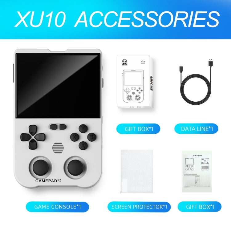 AMPOWN XU10 Handheld Game Console 3.5-Inch IPS Screen Linux System Portable Video Arcade 64G(White) - Pocket Console by AMPOWN | Online Shopping UK | buy2fix