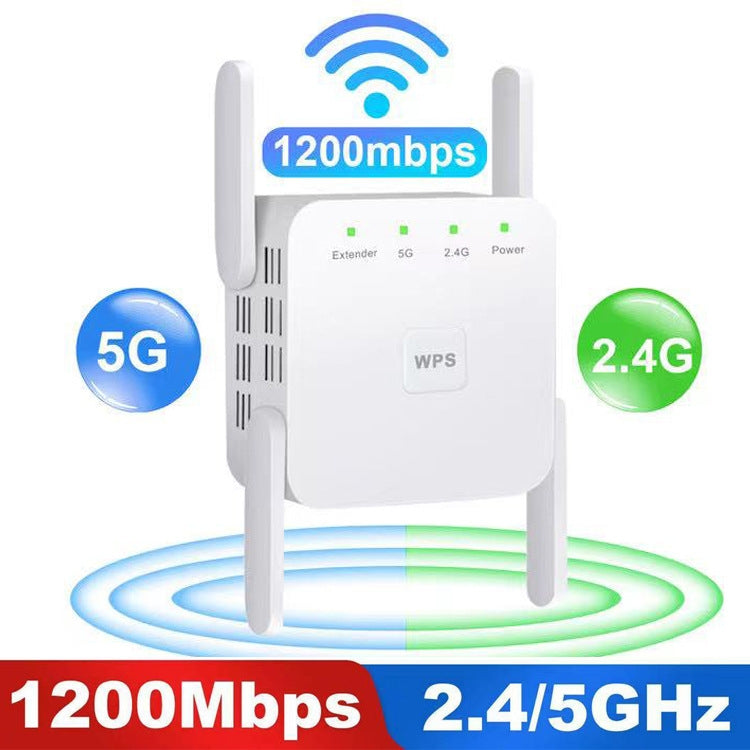 1200Mbps 2.4G / 5G WiFi Extender Booster Repeater Supports Ethernet Port Black US Plug - Broadband Amplifiers by buy2fix | Online Shopping UK | buy2fix