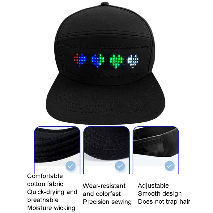 LED Luminous Advertising Hat DIY Words Pixel Lighting Rechargeable Bluetooth APP Control Scrolling Message Flexible Cap(Mixed Color Letter Black) - Peaked Cap by buy2fix | Online Shopping UK | buy2fix