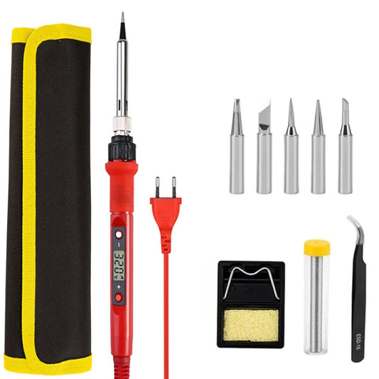 10pcs/ Set  80W Internal Heating Welding Digital Display Soldering Iron Temperature Adjustment Set, Model: Red EU Plug - Electric Soldering Iron by buy2fix | Online Shopping UK | buy2fix