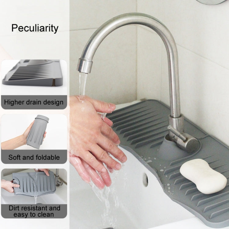 Bathroom Kitchen Silicone Faucet Anti-Splash Drain Mat, Color: Gray+Waterproof Edge(37x14.7x2cm) - Faucets & Accessories by buy2fix | Online Shopping UK | buy2fix