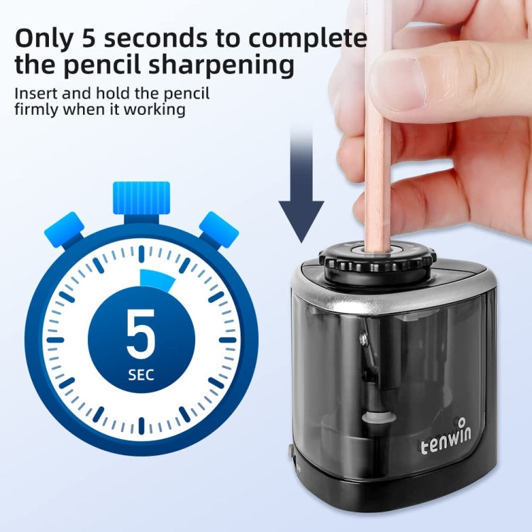 TENWIN Electrical Pencil Sharpener Student Stationery Semi-Automatic Sharpeners Battery Model(Black) - Pencil Sharpener by TENWIN | Online Shopping UK | buy2fix