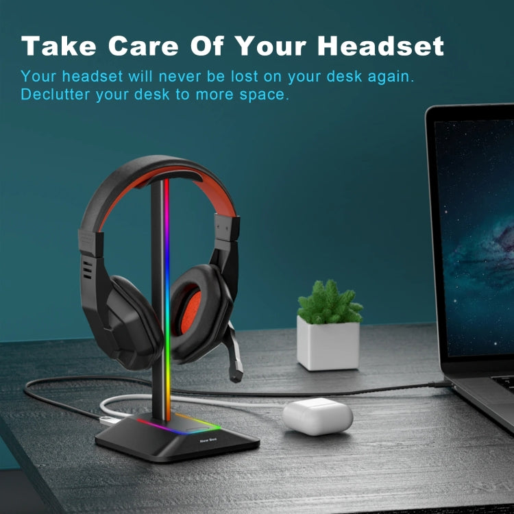 New Bee Dual Output Colorful Headset Display Rack HUB Expansion Headphone Holder, Color: Z8 Black - Headset Stand by buy2fix | Online Shopping UK | buy2fix