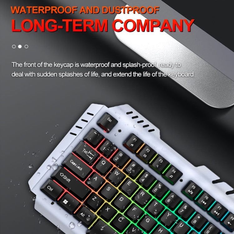 T-WOLF 130cm Line Length Cool Lighting Effect Metal Plate Gaming Wired Keyboard With Phone Holder(T16) - Wired Keyboard by T-WOLF | Online Shopping UK | buy2fix