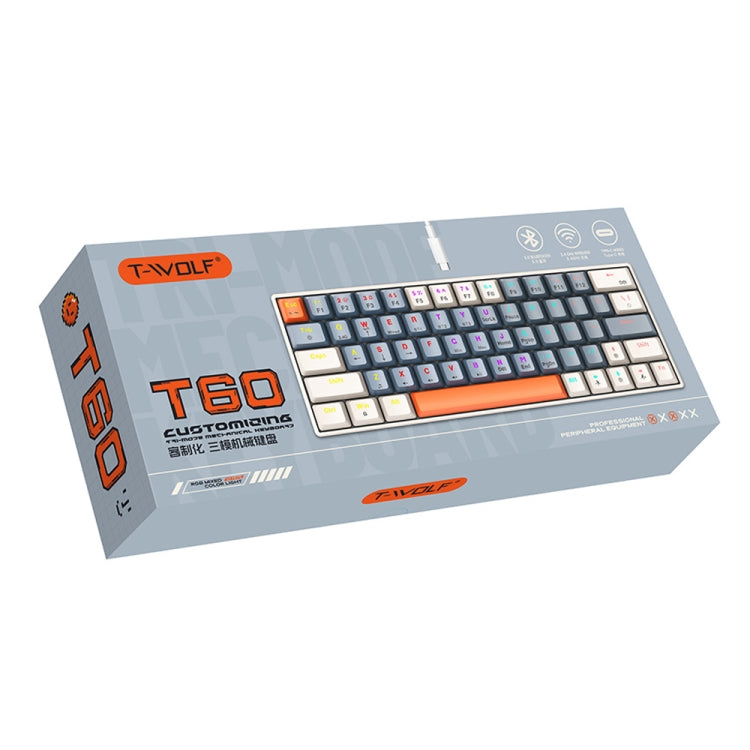 T-WOLF T60 63 Keys Office Computer Gaming Wired Mechanical Keyboard, Color: White - Wired Keyboard by T-WOLF | Online Shopping UK | buy2fix