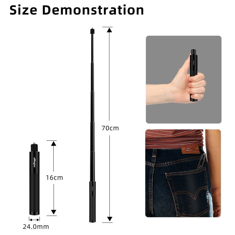 aMagisn 70cm Invisible Straight Pull Selfie Stick Sports Camera Accessories, Specification: Rod+1/4 Turn 3 Jaw+Screw - Extendable Pole by aMagisn | Online Shopping UK | buy2fix