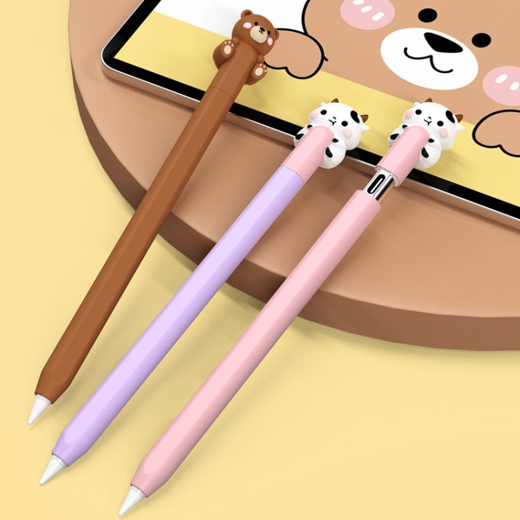 For Apple Pencil (USB-C) AhaStyle PT129-3 Stylus Cover Silicone Cartoon Protective Case, Style: Purple Cow - Pencil Accessories by AhaStyle | Online Shopping UK | buy2fix