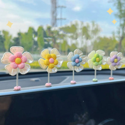 5pcs /Set Cute Cartoon Flower Car Shaking Ornament Car Dashboard Decoration, Style: Transparent - Ornaments by buy2fix | Online Shopping UK | buy2fix
