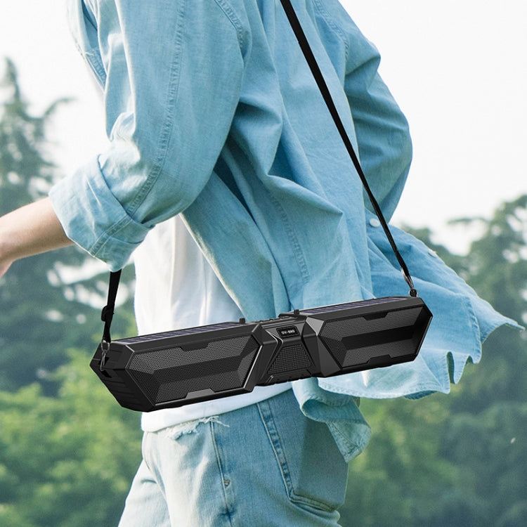 DV-880 Dual Solar Wireless Bluetooth Speaker Outdoor Long Radio(Black) - Radio Player by buy2fix | Online Shopping UK | buy2fix