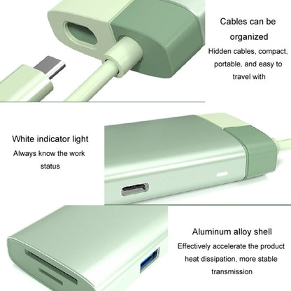 BS7A 7 In 1 Type-C Docking Station Multi-Function USB Hub Docking Station Converter(Green) - USB HUB by buy2fix | Online Shopping UK | buy2fix