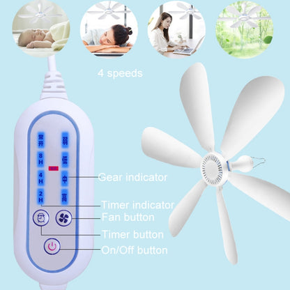 USB Home Dormitory Mute High Wind Power Mini Fan Six Blade Small Ceiling Fan, Style: Fan+Remote Control Speed Control Cord - Electric Fans by buy2fix | Online Shopping UK | buy2fix